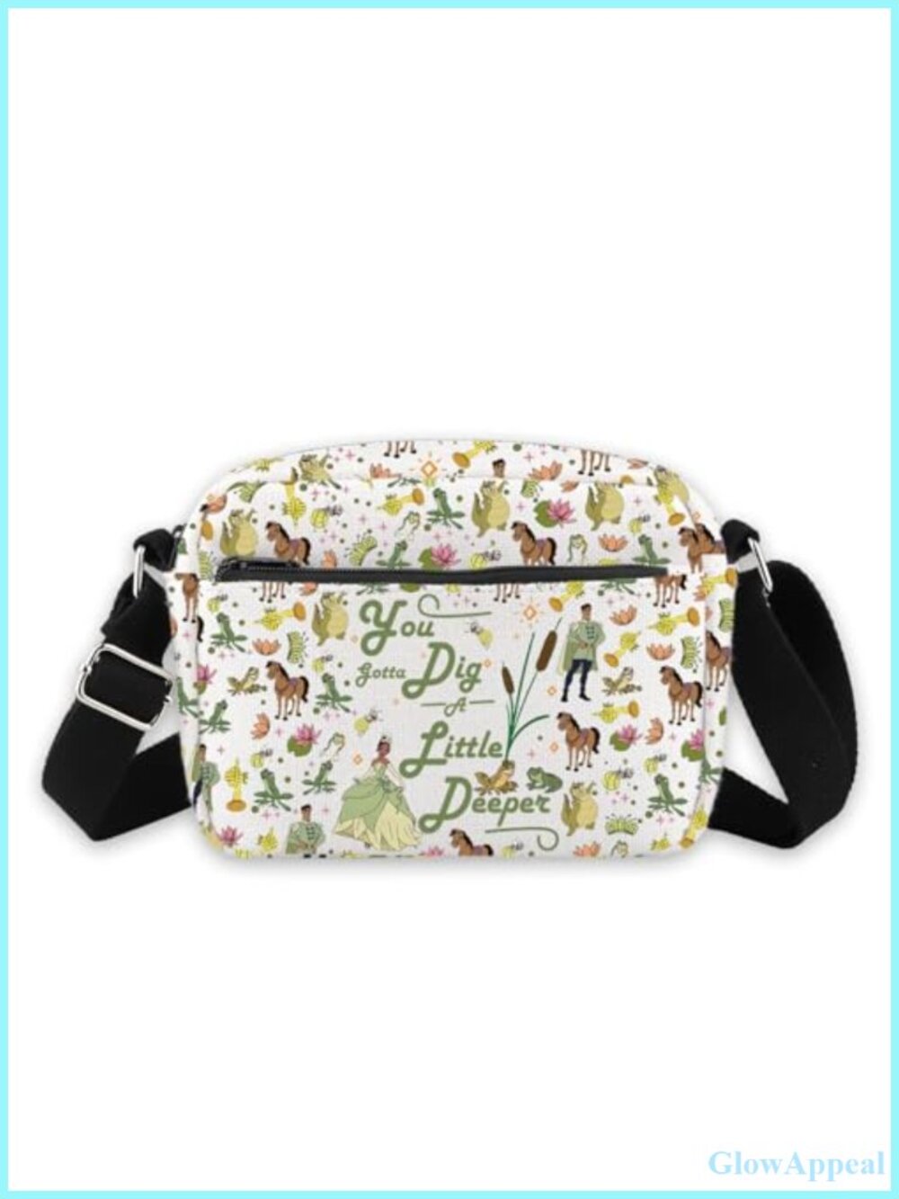 Canvas Crossbody Bag Messenger Purse Frog Princess Gift
